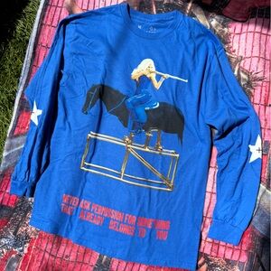 Beyonce “Never Ask Permission..” Cowboy Carter Blue Long Sleeve Tee. Medium.